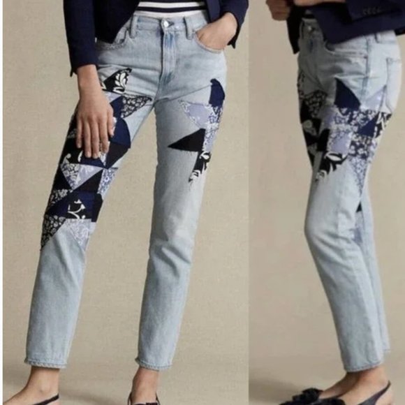 Polo Ralph Lauren Denim - POLO RALPH LAUREN Denim Patchwork Blue Jeans ‘Avery’ Boyfriend Style Jeans /31